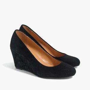 J. Crew Black Suede Wedge Shoes Sylvia Style size 9 Made in Italy